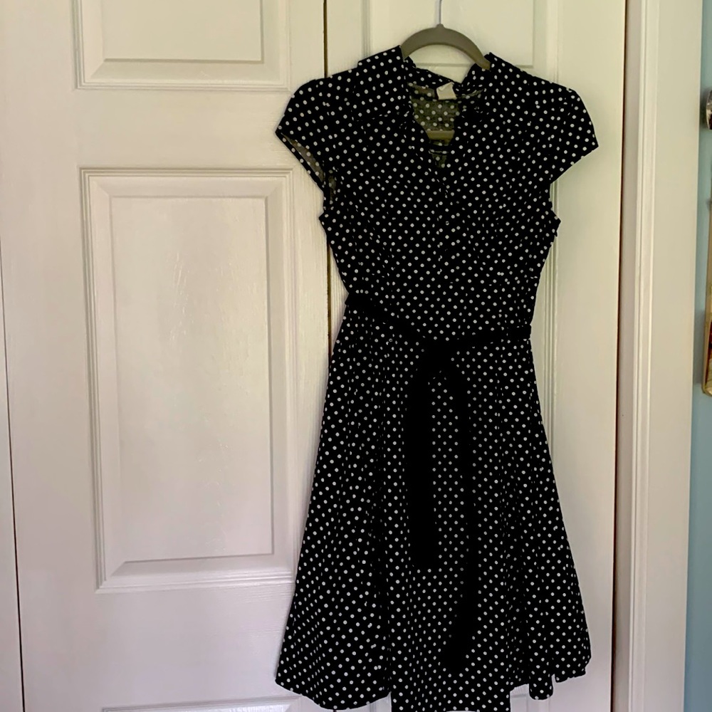 Cotton polka dot, cap sleeve summer dress. Purchased from Mod Cloth.